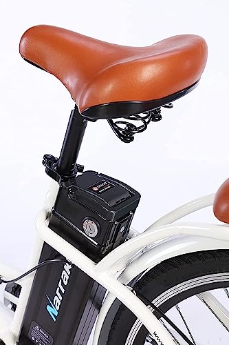 NARRAK Electric Bicycles, 350W Brushless Motor, 36V10Ah Removable Battery, 26" City e-Bike Step-Thru Frame, 20Mph Max Speed, Mountain e-Bike, for Adults (White Color)