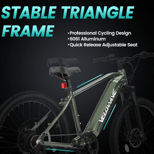 VELOWAVE Electric Mountain Bike for Adults 48V 15Ah Removable LG Cells Battery 25MPH
