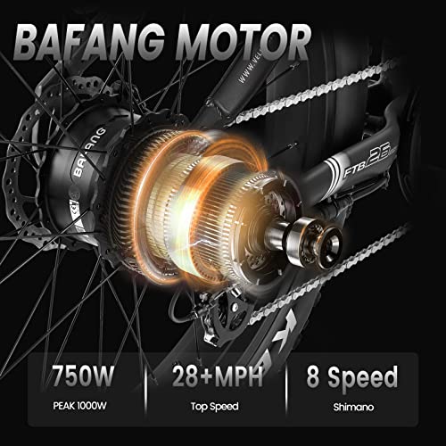 VELOWAVE Electric Bike for Adults 750W Bafang Motor,48V 20AH LG Cells Battery