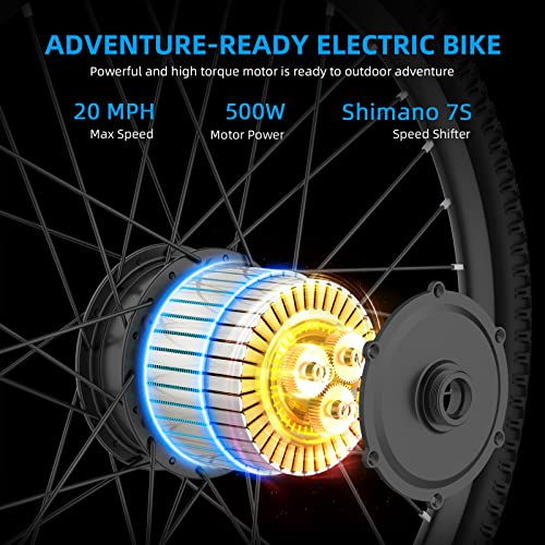 Wheelspeed Electric Bike 27.5", 500W Motor Adults Electric Bicycle, 56 Miles Range