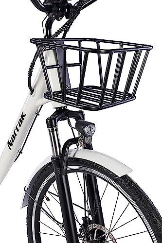 NARRAK Electric Bicycles, 350W Brushless Motor, 36V10Ah Removable Battery, 26" City e-Bike Step-Thru Frame, 20Mph Max Speed, Mountain e-Bike, for Adults (White Color)