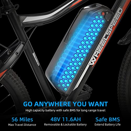 Wheelspeed Electric Bike 27.5", 500W Motor Adults Electric Bicycle, 56 Miles Range