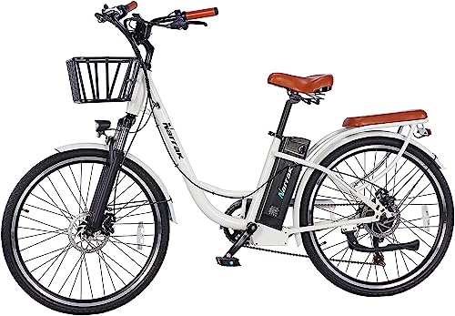 NARRAK Electric Bicycles, 350W Brushless Motor, 36V10Ah Removable Battery, 26" City e-Bike Step-Thru Frame, 20Mph Max Speed, Mountain e-Bike, for Adults (White Color)