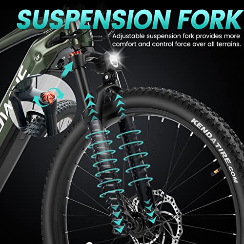 VELOWAVE Electric Mountain Bike for Adults 48V 15Ah Removable LG Cells Battery 25MPH